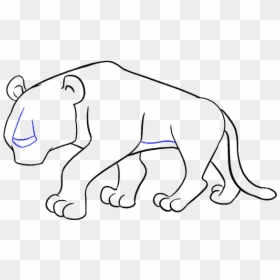 How To Draw Cartoon Tiger - Line Art, HD Png Download - tiger cartoon png
