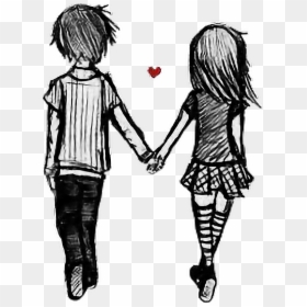 Bf Gf Together Couple Love Drawing Cute Ship Borfriend - Bf And Gf Drawing, HD Png Download - cute couple png