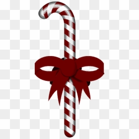 Red, Stick, Ribbon, Candy, Christmas, Bow - Candy Cane Clip Art, HD Png Download - red ribbon bow png