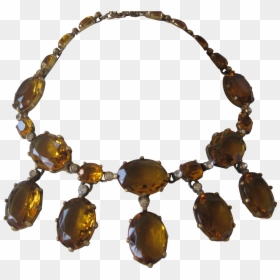 Rare Early Eisenberg Large Citrine Glass & Rhinestones, HD Png Download - rhinestones png