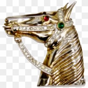 Vintage Trifari Horse Head Brooch Rhinestones Gold - Vintage Horse Head Jewelry, HD Png Download - rhinestones png