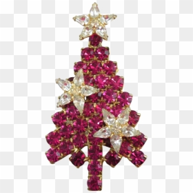 Christmas Tree Brooch With Red Rhinestones And Crystal - Christmas Ornament, HD Png Download - rhinestones png