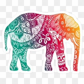 Transparent Clipart Éléphant - Elephant Stickers Rainbow, HD Png Download - colorful mandala png