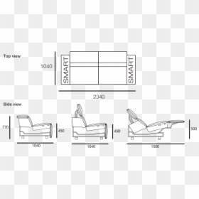 Transparent Theater Seats Clipart - Sofa Drawing From Side, HD Png Download - chair top view png
