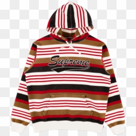 Supreme Striped Hooded Sweatshirt "ss - Supreme Striped Hoodie Red Brown, HD Png Download - supreme hoodie png