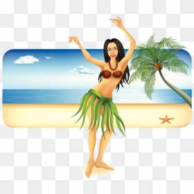 Hawaii Hula Dance Illustration - Lying On The Beach Cartoon, HD Png Download - hula dancer png
