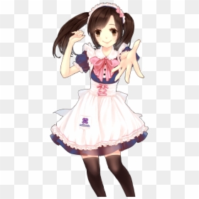Maid Girl By Dontforgetp-d67yxx9 - Anime Maid Cafe Render, HD Png Download - moe png