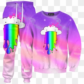 Long-sleeved T-shirt, HD Png Download - rainbow cloud png