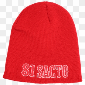 Red Skull Cap, 81 Sacto Embroidered Red Text White - Knit Cap, HD Png Download - angel outline png
