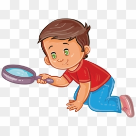 Boy Magnifying Glass Clip - Boy With Magnifying Glass Clipart, HD Png Download - child clipart png