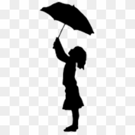 Silhouette Girl Holding Umbrella Clipart , Png Download - Silhouette Boy With Umbrella, Transparent Png - umbrella silhouette png