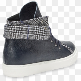 Flat Lace-up Charlotte Sneaker In Navy Leather Houndstooth - Skate Shoe, HD Png Download - white lace corner png