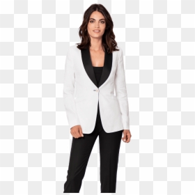 White Tuxedo Blazer - Woman In Suit Png, Transparent Png - white tuxedo png