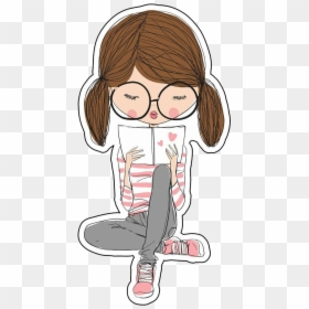 Illustration Of Girl Reading, HD Png Download - chicas tumblr png