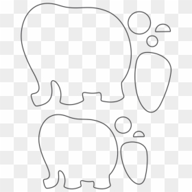 Mama & Baby Elephant Die Outline - Line Art, HD Png Download - elephant drawing png