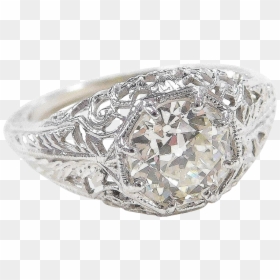 Art Deco Filigree 18k White Gold - Crystal, HD Png Download - white filigree png