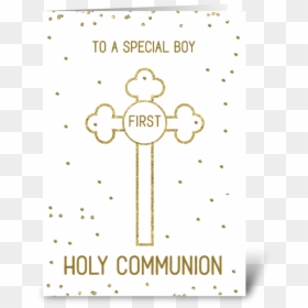 Boy First Holy Communion Gold Look Cross Greeting Card - First Communion, HD Png Download - first communion boy png
