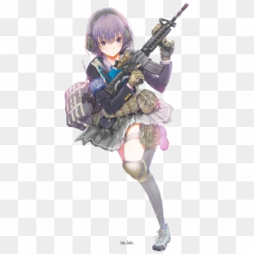 Anime Girl With Guns Render, HD Png Download - anime girl with gun png