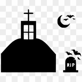 Building Haunted Home House Mansion Bats Moon Rip - Portable Network Graphics, HD Png Download - haunted house silhouette png