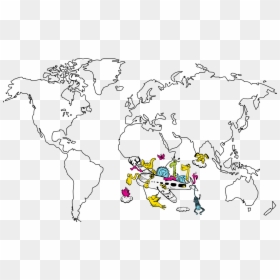 Geography World Map Black And White, HD Png Download - mapamundi vector png