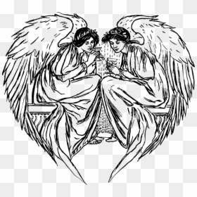 Female Angels In Love, HD Png Download - angel heart png