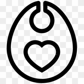Baby Bib With Heart Outline - Baby Bib Icon Png, Transparent Png - heart outline png transparent