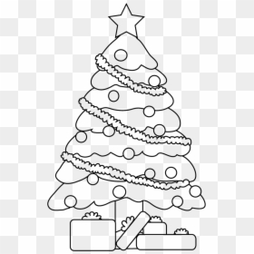 Line Drawing Thristmas Tree - Xmas Tree Line Art, HD Png Download - christmas tree drawing png