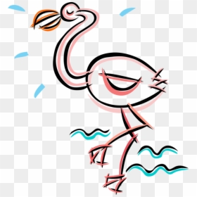 Vector Illustration Of Pink Flamingo Wading Bird Stands, HD Png Download - flamingo vector png