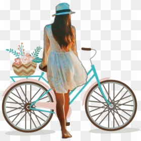 #wheel #girl #people #bicycle #bike - Vintage Bicycle Clip Art, HD Png Download - people bike png
