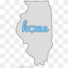 Illinois Home Heart Stencil Pattern Template Shape - Map Of Illinois Cities, HD Png Download - scroll vector png