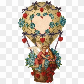 Vintage Valentine Transparent, HD Png Download - vintage hot air balloon png