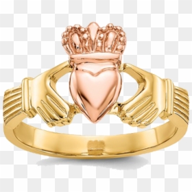 14k Two Tone Gold Claddagh Ring - Engagement Ring, HD Png Download - claddagh png