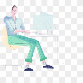 Developer - Sitting, HD Png Download - person sitting side png