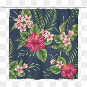 Tropical Floral Pattern Plumeria Hibiscus Flowers, HD Png Download - flores hawaianas png