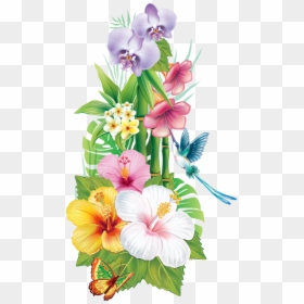 Flores Pintadas En Tela, HD Png Download - flores hawaianas png