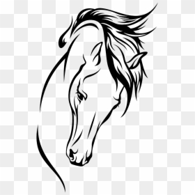Arabian Horse Drawing Silhouette Clip Art - Arabian Horse Line Drawing, HD Png Download - horse head silhouette png