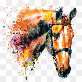Colorful Horse Paintings On Canvas, HD Png Download - horse head silhouette png