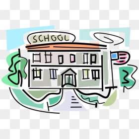 Vector Illustration Of High School Building With American, HD Png Download - usa flag vector png