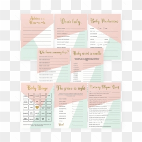 Pink And Gold Printable Baby Shower Games By Littlesizzle - Brochure, HD Png Download - bolas de bingo png