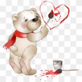 Bear Clipart, Cute Clipart, Valentines Day Bears, Teddy - Painting Teddy Bear Clip Art, HD Png Download - ursinho png
