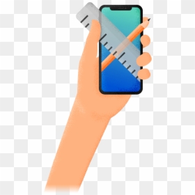 Hand Holding Ruler And Pencil - Mobile Phone, HD Png Download - hand holding pencil png