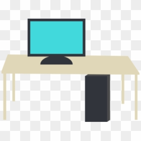Desk Clipart Small Desk - Computer On Desk Clipart, HD Png Download - small table png