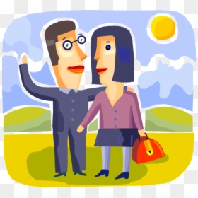 Vector Illustration Of Husband And Wife Couple Wave - Cartoon, HD Png Download - husband and wife png