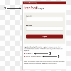 Image Of New Login Page With Arrows Showing Changes - Stanford University, HD Png Download - login buttons png