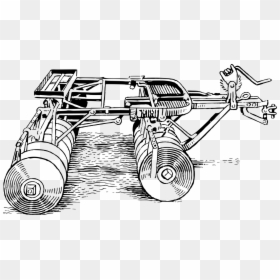 Line Art,machine Gun,angle - Disc Harrow Drawing, HD Png Download - tractor clipart png