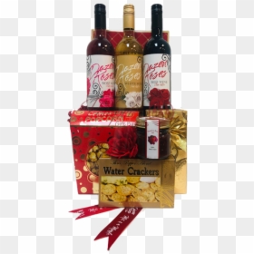 Dozen Roses Wine Gift Basket, Dozen Roses Wine, Valentines - Glass Bottle, HD Png Download - gift baskets png
