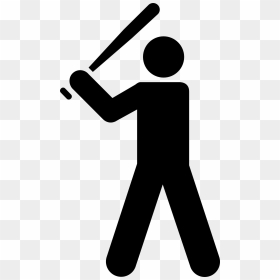 Stick Figure Playing Baseball, HD Png Download - baseball player clipart png