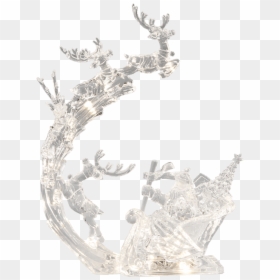 Acrylic Reindeer Sledge, 35cm - Reindeer, HD Png Download - reindeer sleigh png