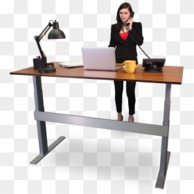 Standing Desk User Leonardo Da Vinci - Working On Standing Desk, HD Png Download - office woman png