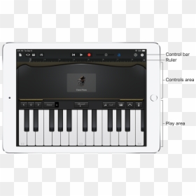 Touch Instrument Showing Control And Play Areas - Piano In Garage Band, HD Png Download - teclado piano png